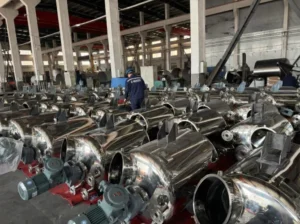 Stainless steel vacuum mixing vessel for inkjet ink production line.